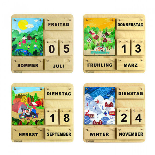 Gesamtübersicht des Kalenders mit den 4 Jahreszeiten-Motiven
