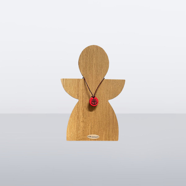 Holzengel mit rotem SkF-Anhänger