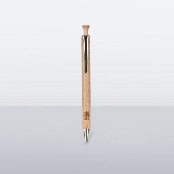 Schlichter Kugelschreiber aus Holz mit silberner Spitze